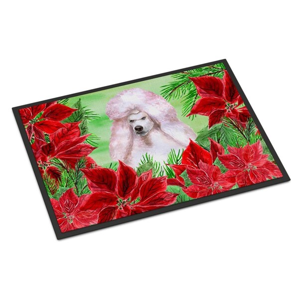Carolines Treasures White Standard Poodle Poinsettas Indoor or Outdoor Mat - 18 x 27 in. CK1364MAT - main